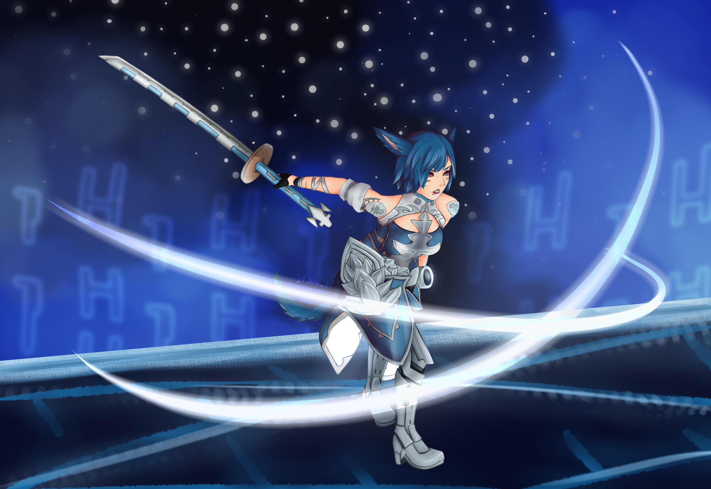 Ulhea - fullbody ffxiv miqo'te samurai